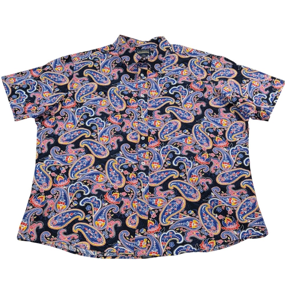 Daniel Cremieux Navy Paisley Short Sleeve Button-Down Shirt